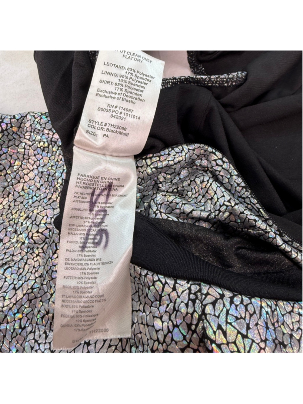Tenth House Dance Costume Dress Black Silver Holographic Contemporary Jazz Adult - Picture 5 of 10